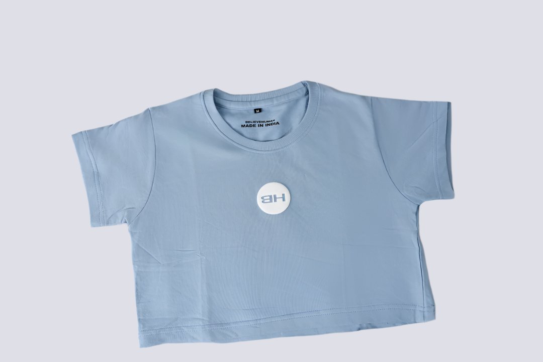 LIGHT BLUE CROP TOP - BELIEVEHUMAN