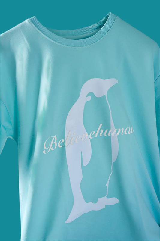 believehuman penguin mint tshirt